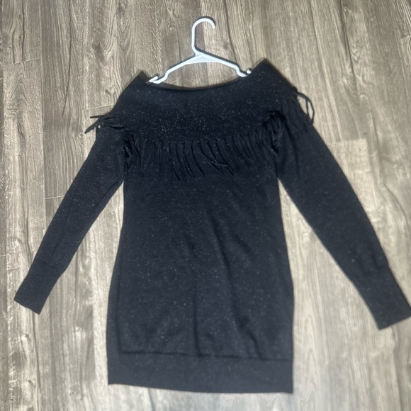 White House Black Market Black Metallic Sweater Dress - Picture 3 of 10
